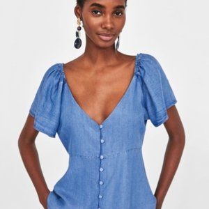 Zara Denim Off-the-Shoulder Top